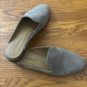 Lucky Brand Perforated Gray Mules